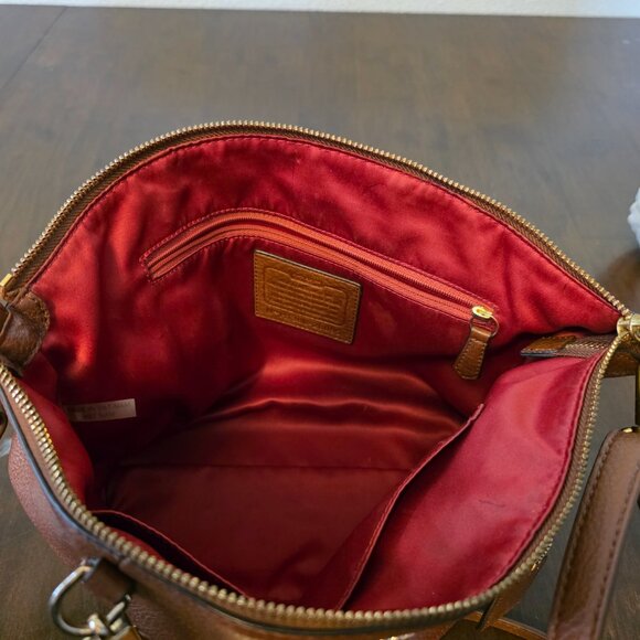 COACH Mini Bennett Pebbled Leather Crossbody Satchel – Saddle Brown - Picture 3 of 10